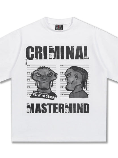 Men's Criminal Mastermind Graphic Oversized T-Shirt – men's bold Y2K streetwear graphic tee, product image 2