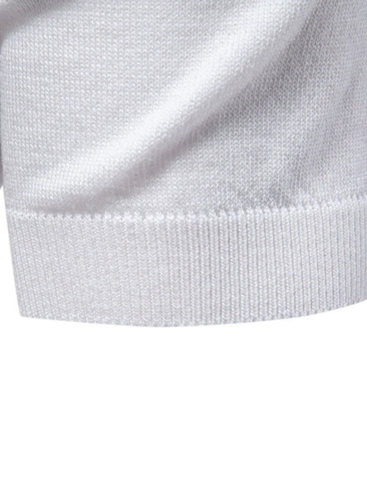 Men's Classic Striped Zip Collar Polo Shirt - White