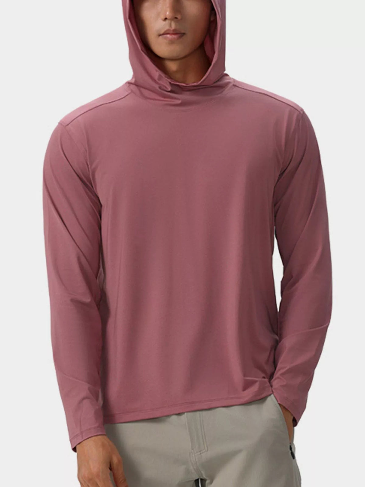 Men's Solid Color Long Sleeve Hoodie - DCDesigns mens casual hoodie product view
