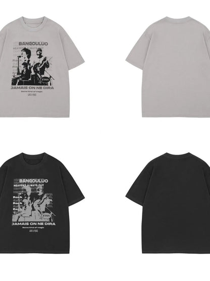 Men's Graphic Round Neck Oversized T-Shirt – men's bold Y2K streetwear graphic tee, product image 6