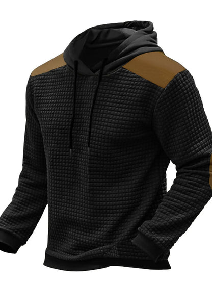 Men's Full Size Drawstring Contrast Shoulder Panels Hoodie Plus Size - DCDesigns mens casual hoodie product view