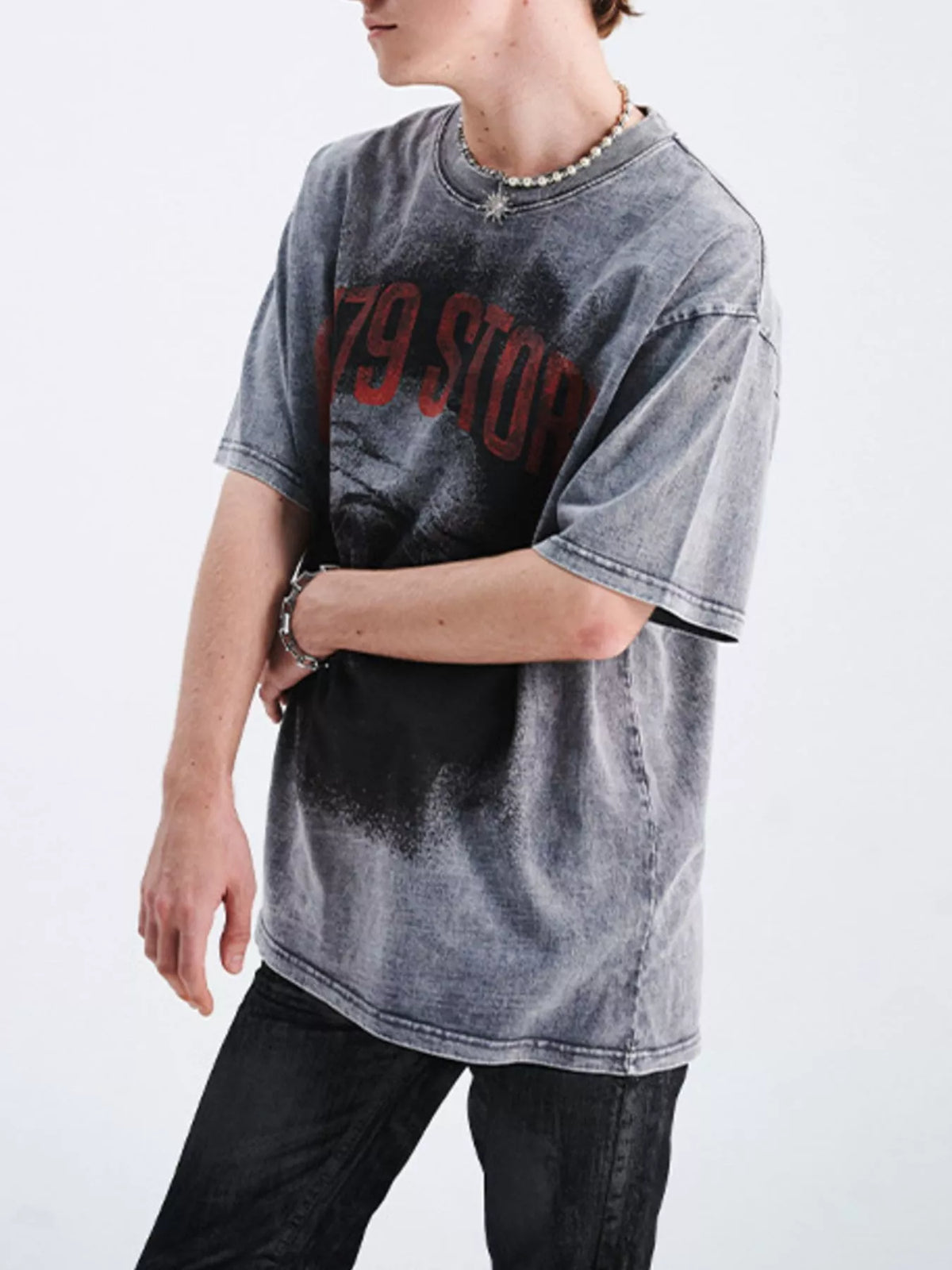 Men's oversized Men's Graphic Round Neck Short Sleeve T-Shirt – men's bold Y2K streetwear graphic tee, product image 4