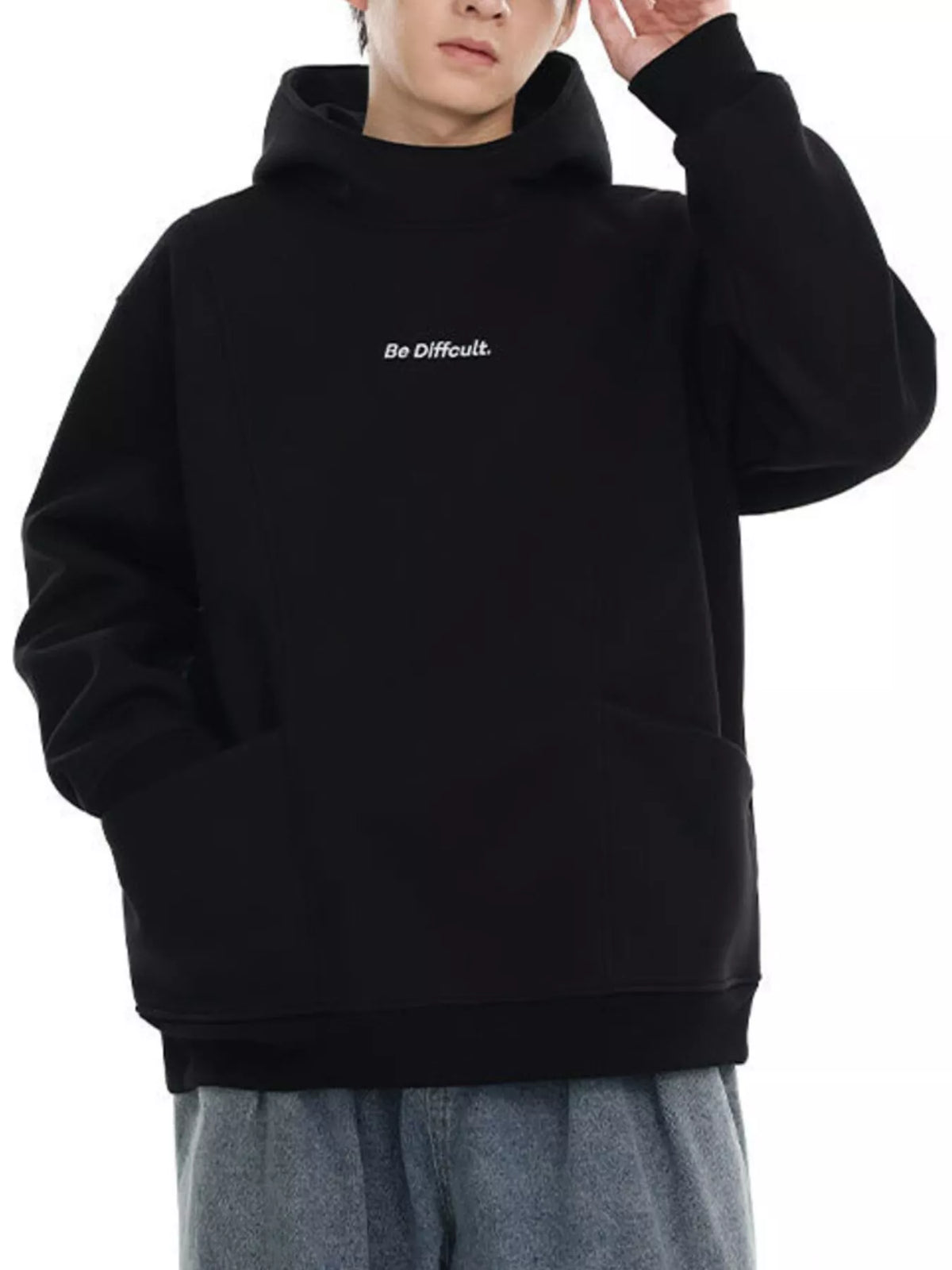 Men's Plus Size Letter Long Sleeve Hoodie - DCDesigns mens casual hoodie product view