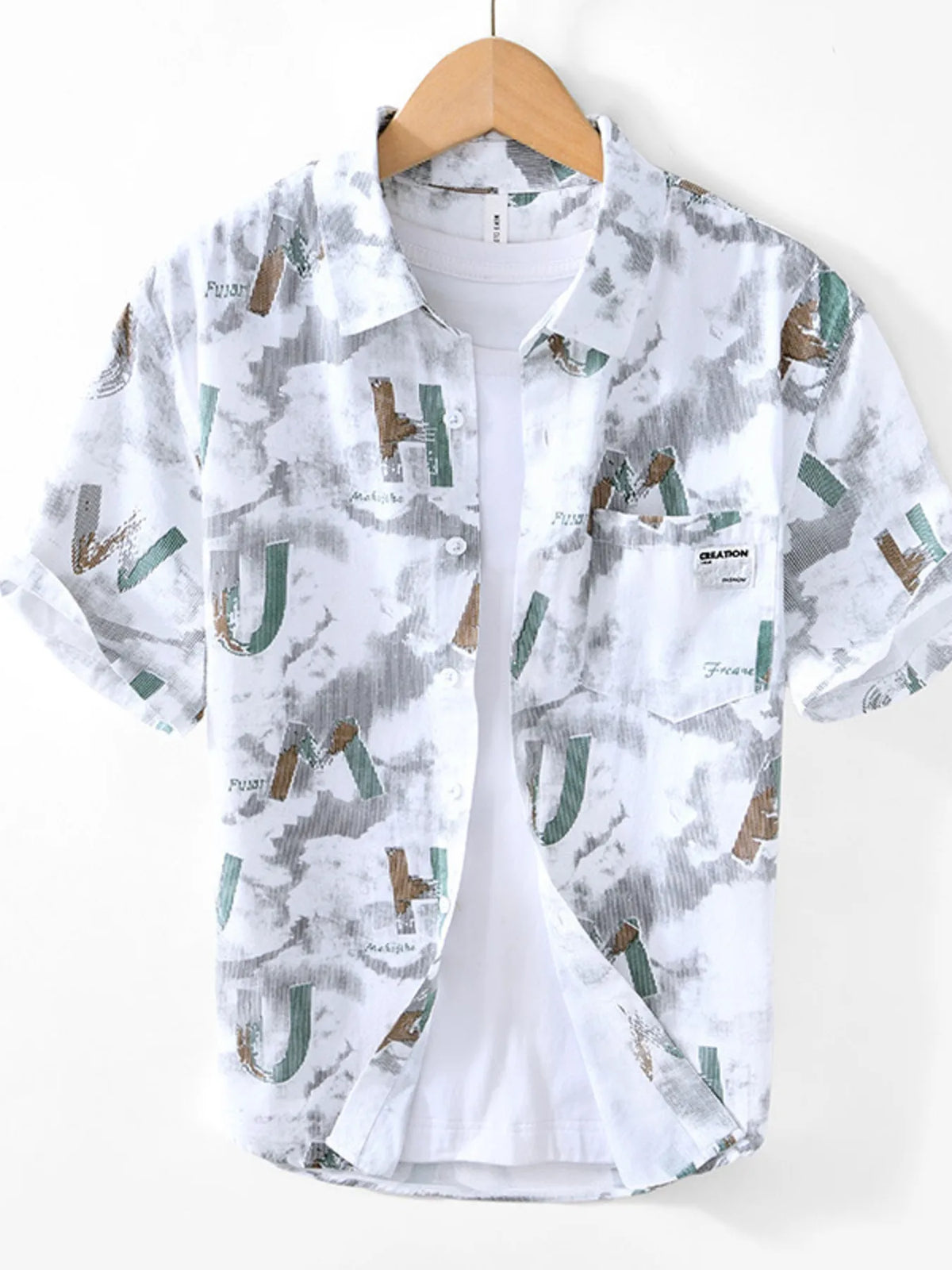 Men's Printed Button-Up Short Sleeve Shirt | DCDesigns