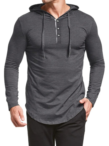 Men's Plus Size Drawstring Long Sleeve Hoodie - DCDesigns mens casual hoodie product view