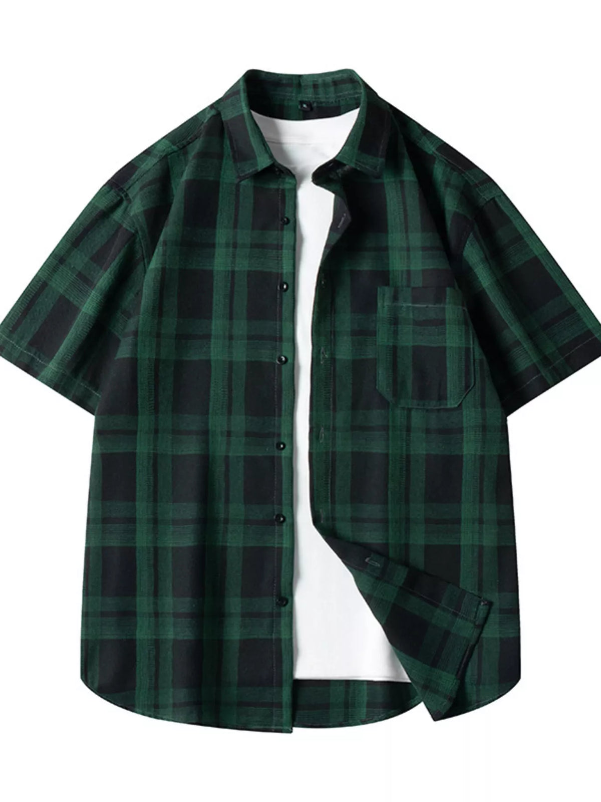 Men's Plaid Loose Fit Short Sleeve Shirt | DCDesigns
