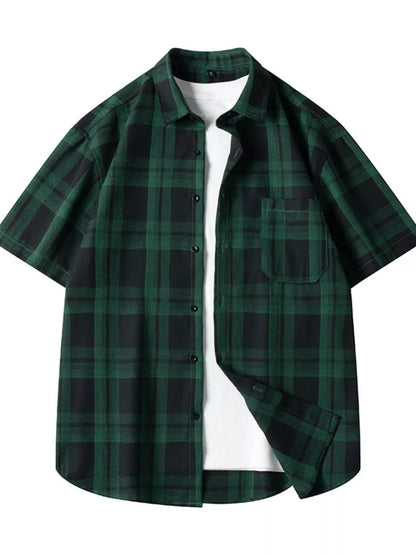 Men's Plaid Loose Fit Short Sleeve Shirt | DCDesigns