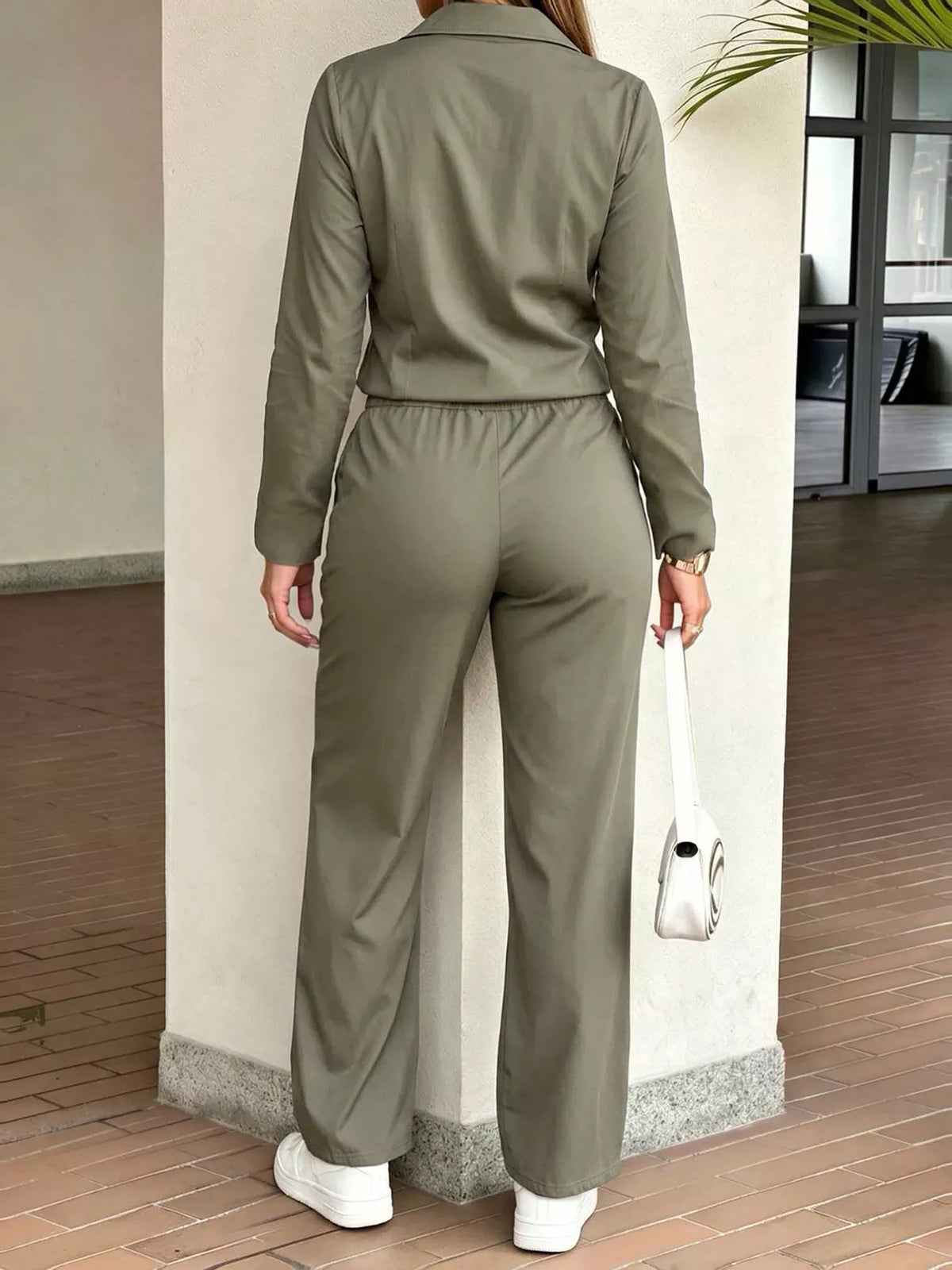 Button Front Jumpsuit with Drawstring Waist | DCDesigns Women's Jumpsuits