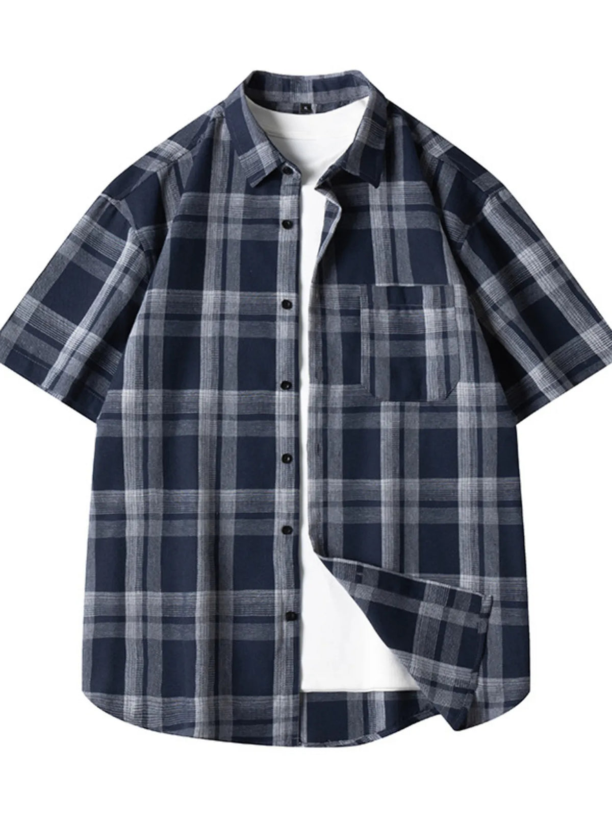 Men's Plaid Loose Fit Short Sleeve Shirt | DCDesigns