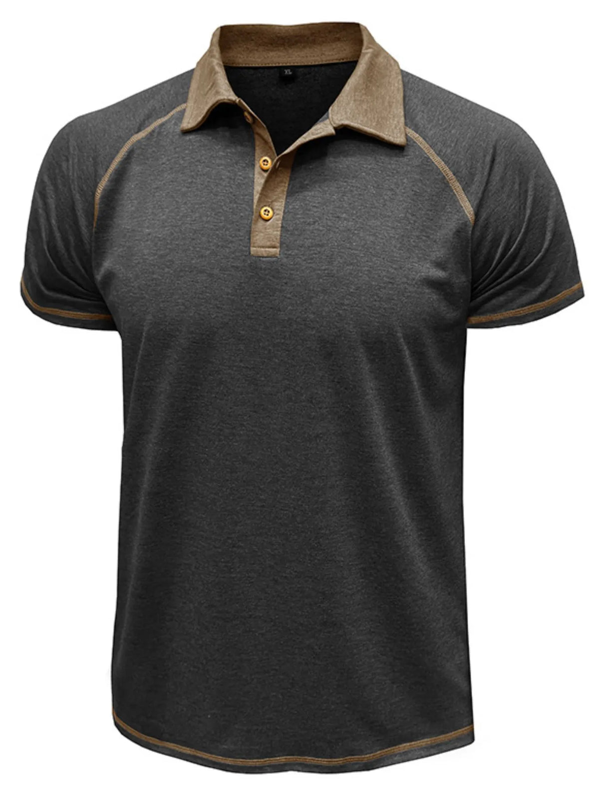 Men's Contrast Collar Short Sleeve Polo Shirt - Dark Gray