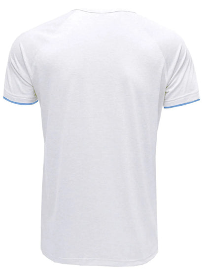 Men's Classic Contrast Trim Henley Polo Shirt - White