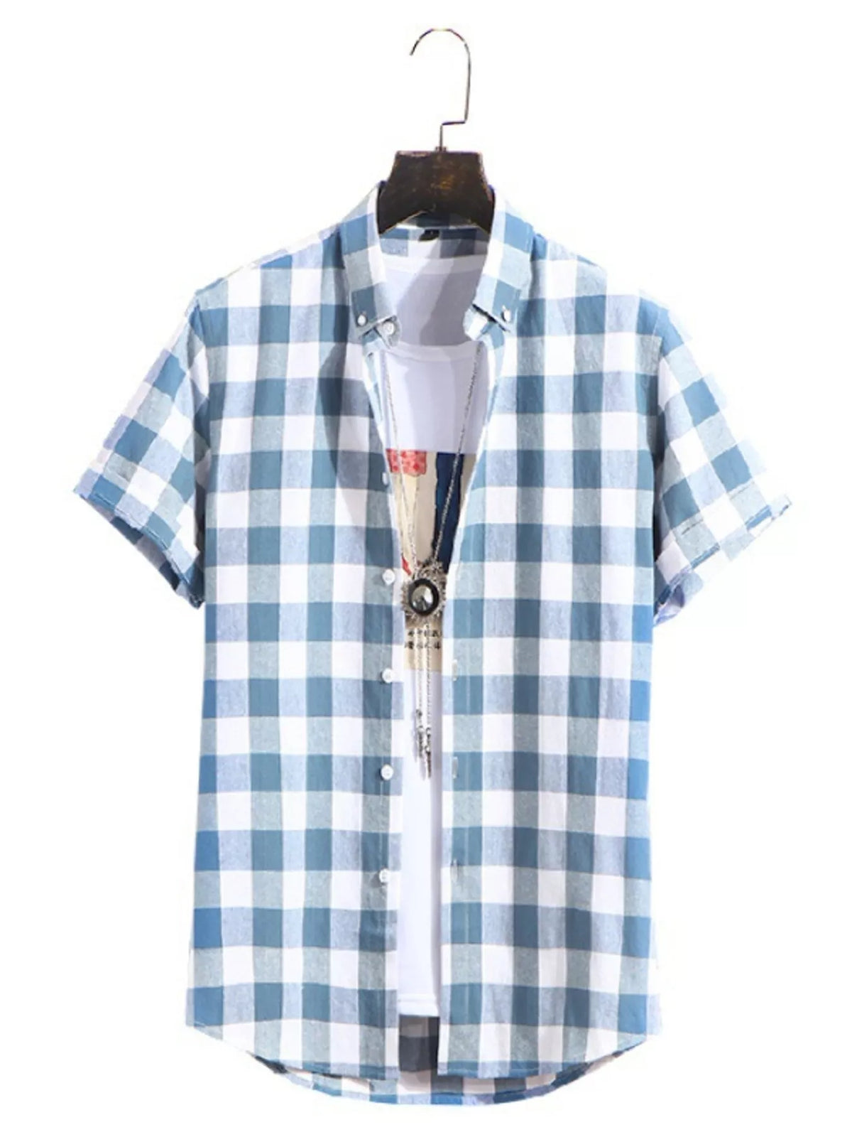 Men's Casual Plaid Short Sleeve Shirt | DCDesigns