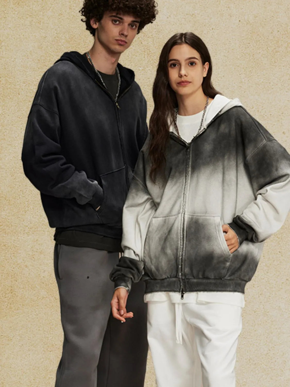 Men's Gradient Zip Up Hoodie - DCDesigns mens casual hoodie product view