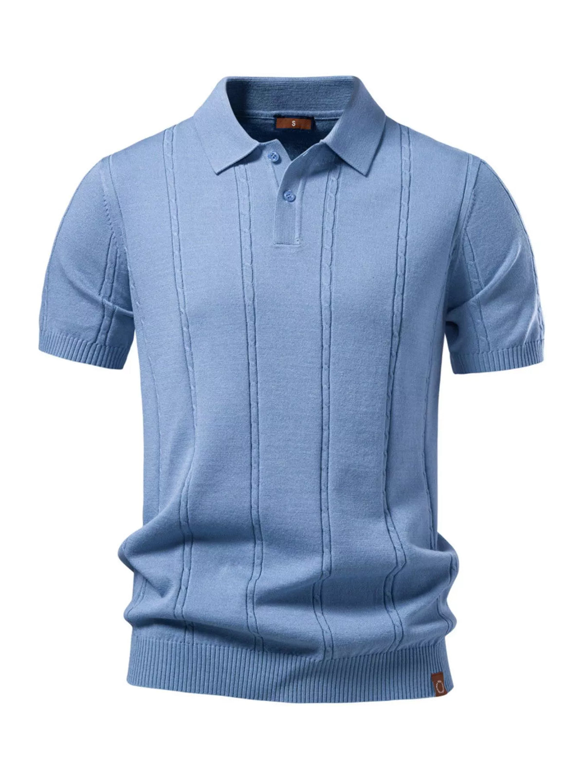 Men's Classic Knit Short Sleeve Polo Shirt - Sea Blue
