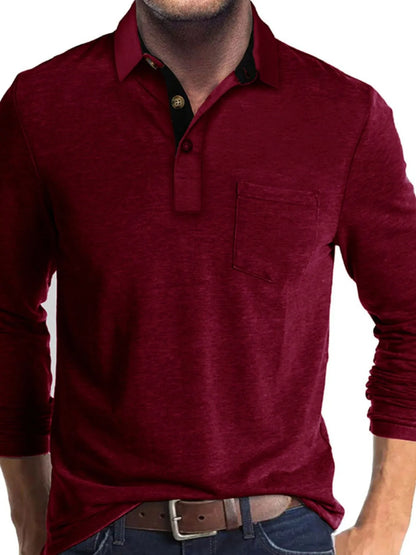 Men's Long Sleeve Pocket Polo Shirt - White