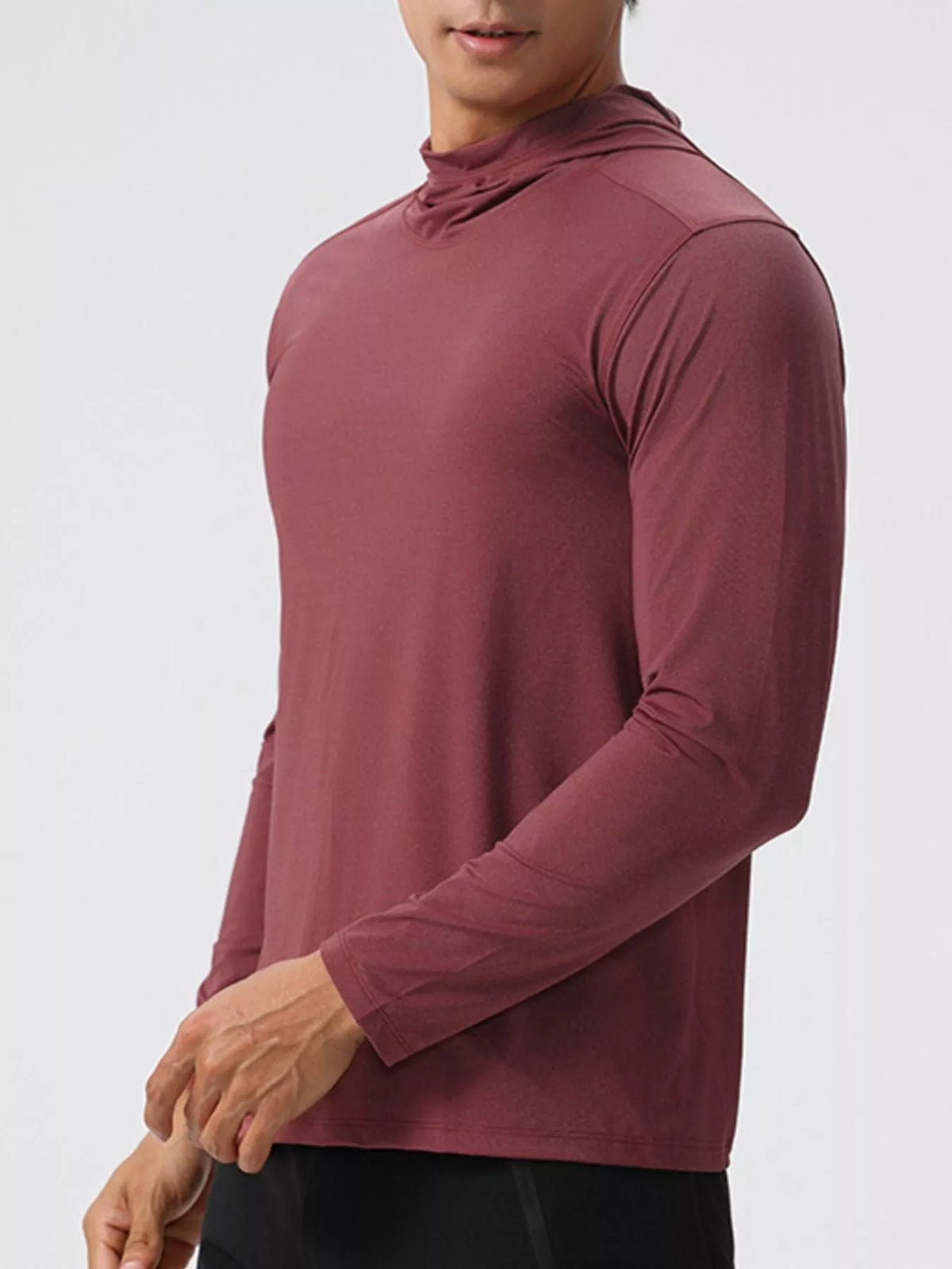 Men's Solid Color Long Sleeve Hoodie - DCDesigns mens casual hoodie product view