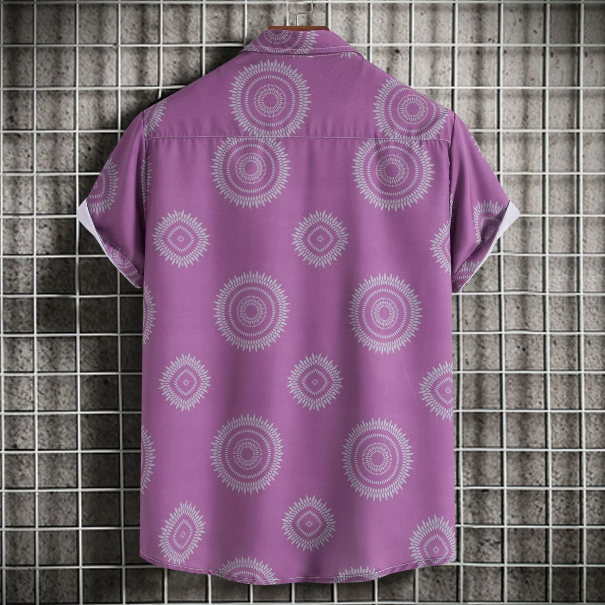 Men's Geometric Print Short Sleeve Button-Up Shirt | DCDesigns