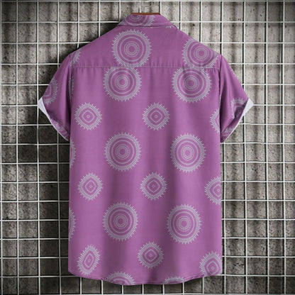 Men's Geometric Print Short Sleeve Button-Up Shirt | DCDesigns