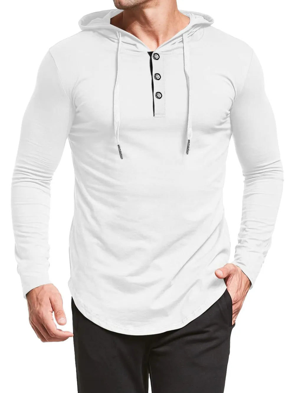 Men's Plus Size Drawstring Long Sleeve Hoodie - DCDesigns mens casual hoodie product view