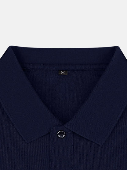 Men's Collared Neck Short Sleeve Polo Shirt - Navy