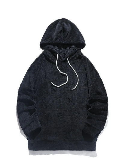 Men's Drawstring Long Sleeve Fleece Hoodie - DCDesigns mens casual hoodie product view