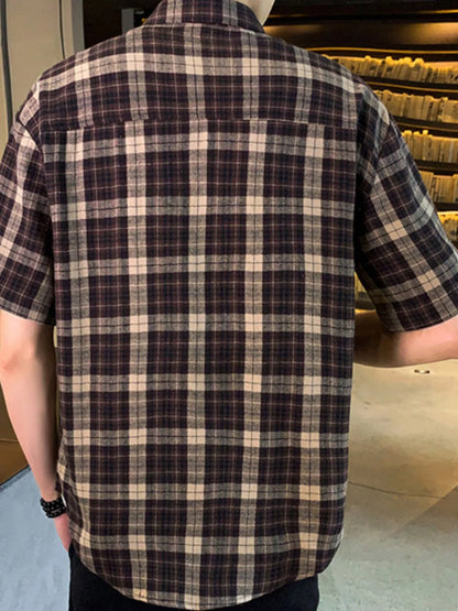 Men's Casual Plaid Short Sleeve Shirt | DCDesigns