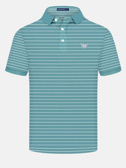 Men's Striped Short Sleeve Polo Shirt - Khaki