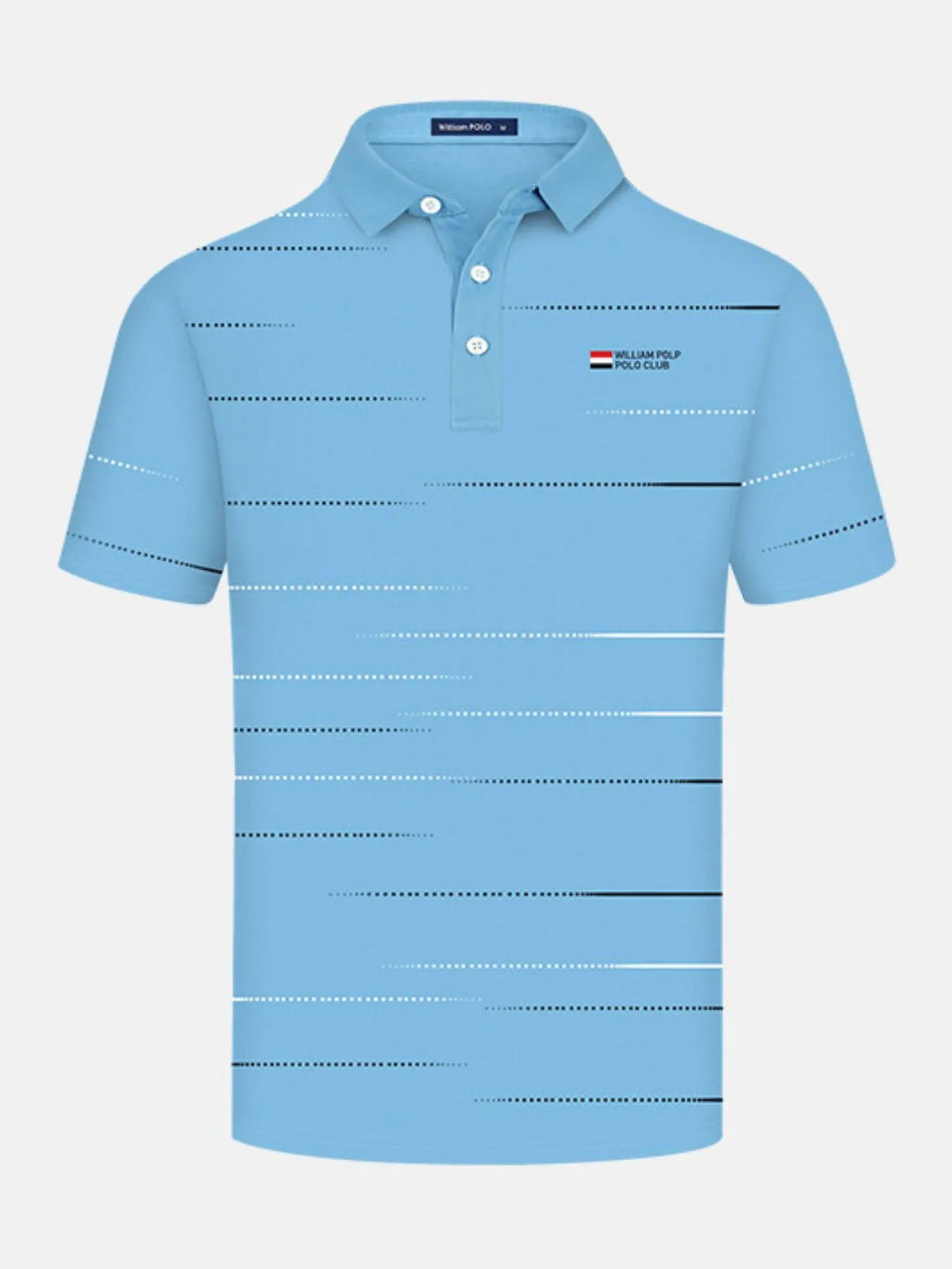 Men's Striped Short Sleeve Polo Shirt - Sky Blue