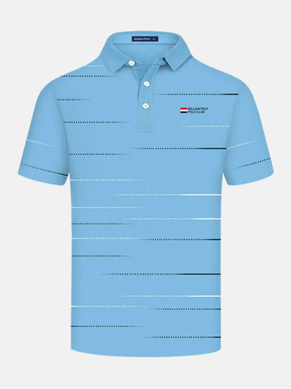 Men's Striped Short Sleeve Polo Shirt - Sky Blue
