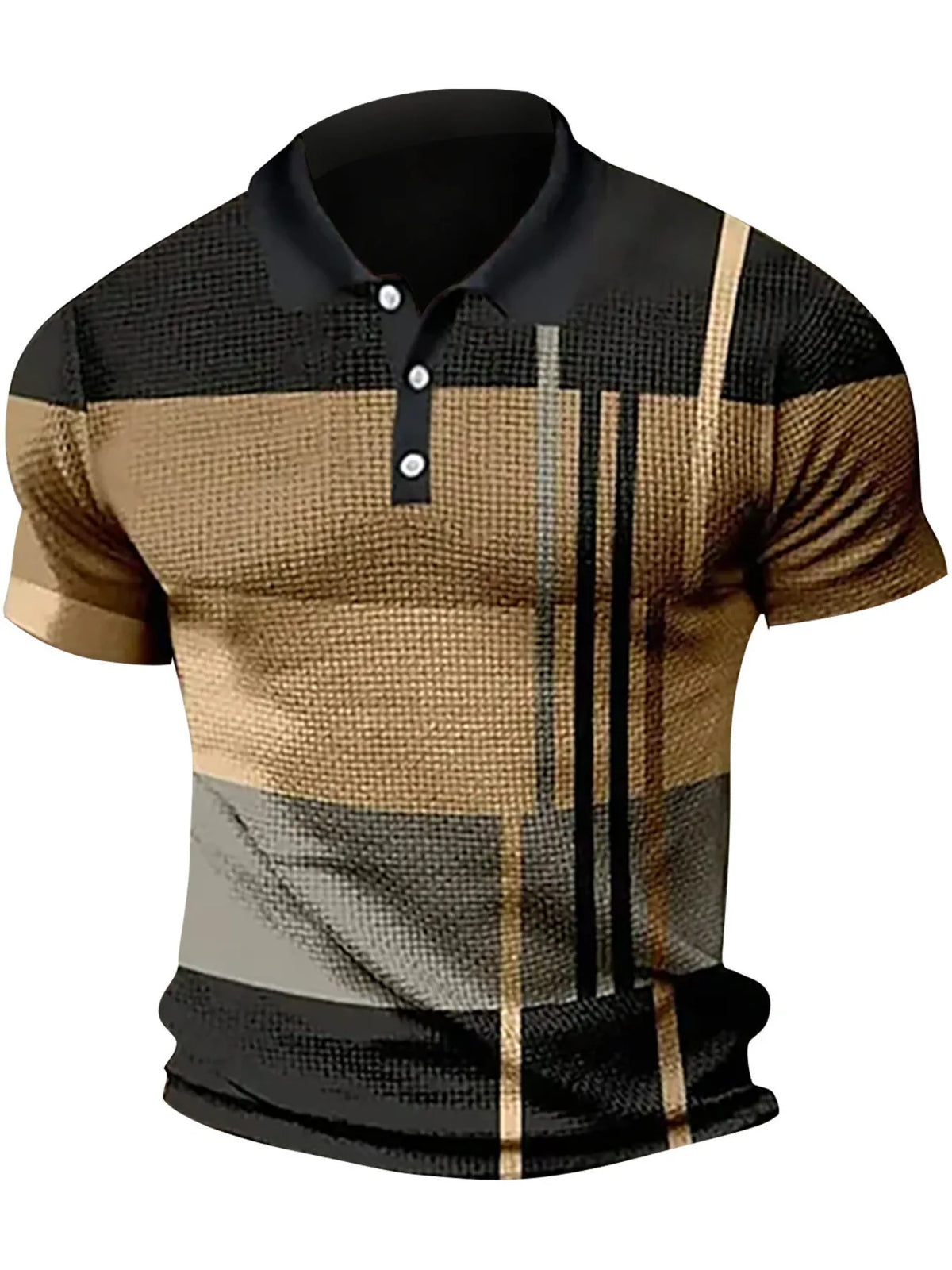 Men's Color Block Short Sleeve Polo Shirt - Blue