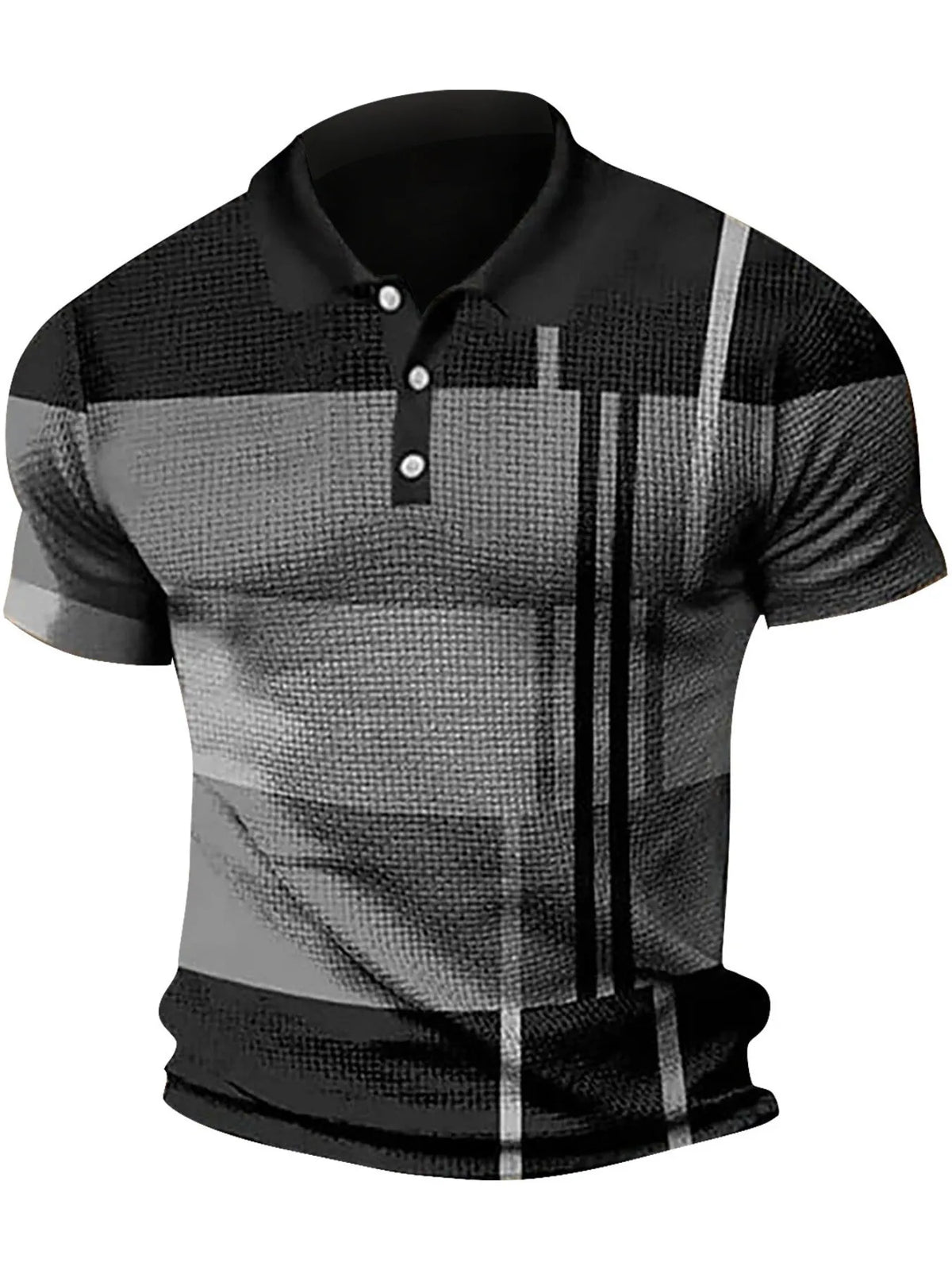 Men's Color Block Short Sleeve Polo Shirt - Blue