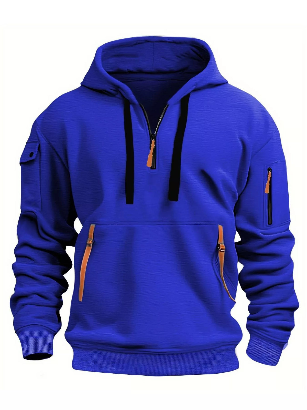 Men's Full Size Drawstring Half-Zip Pocket Hoodie Plus Size - DCDesigns mens casual hoodie product view