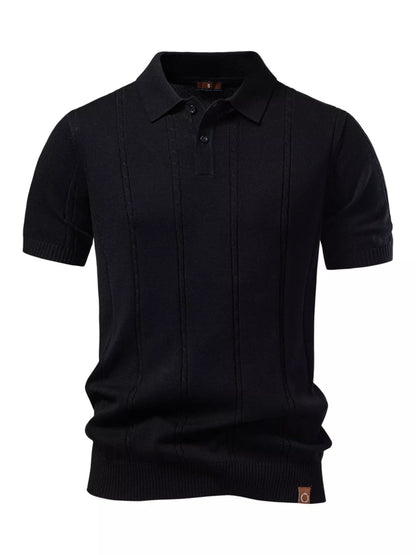 Men's Classic Knit Short Sleeve Polo Shirt - Sea Blue