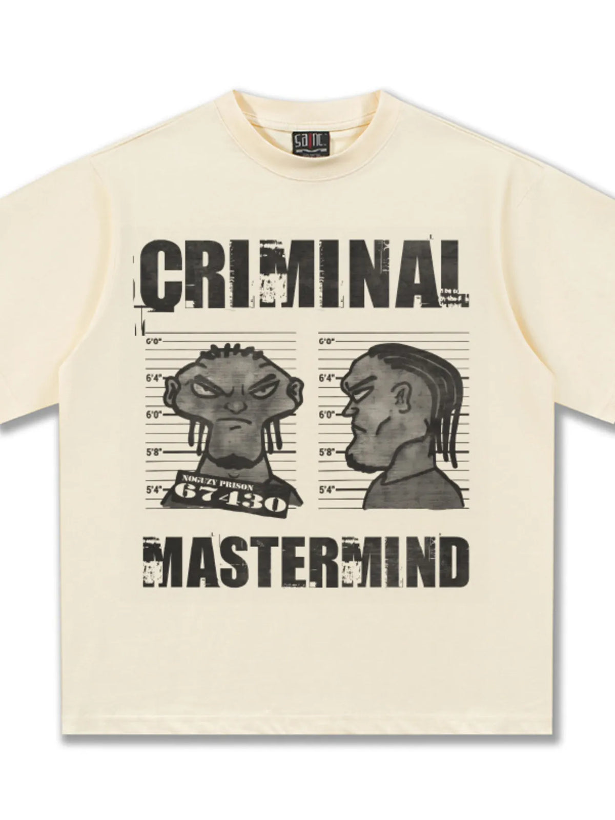 Men's Criminal Mastermind Graphic Oversized T-Shirt – men's bold Y2K streetwear graphic tee, product image 6