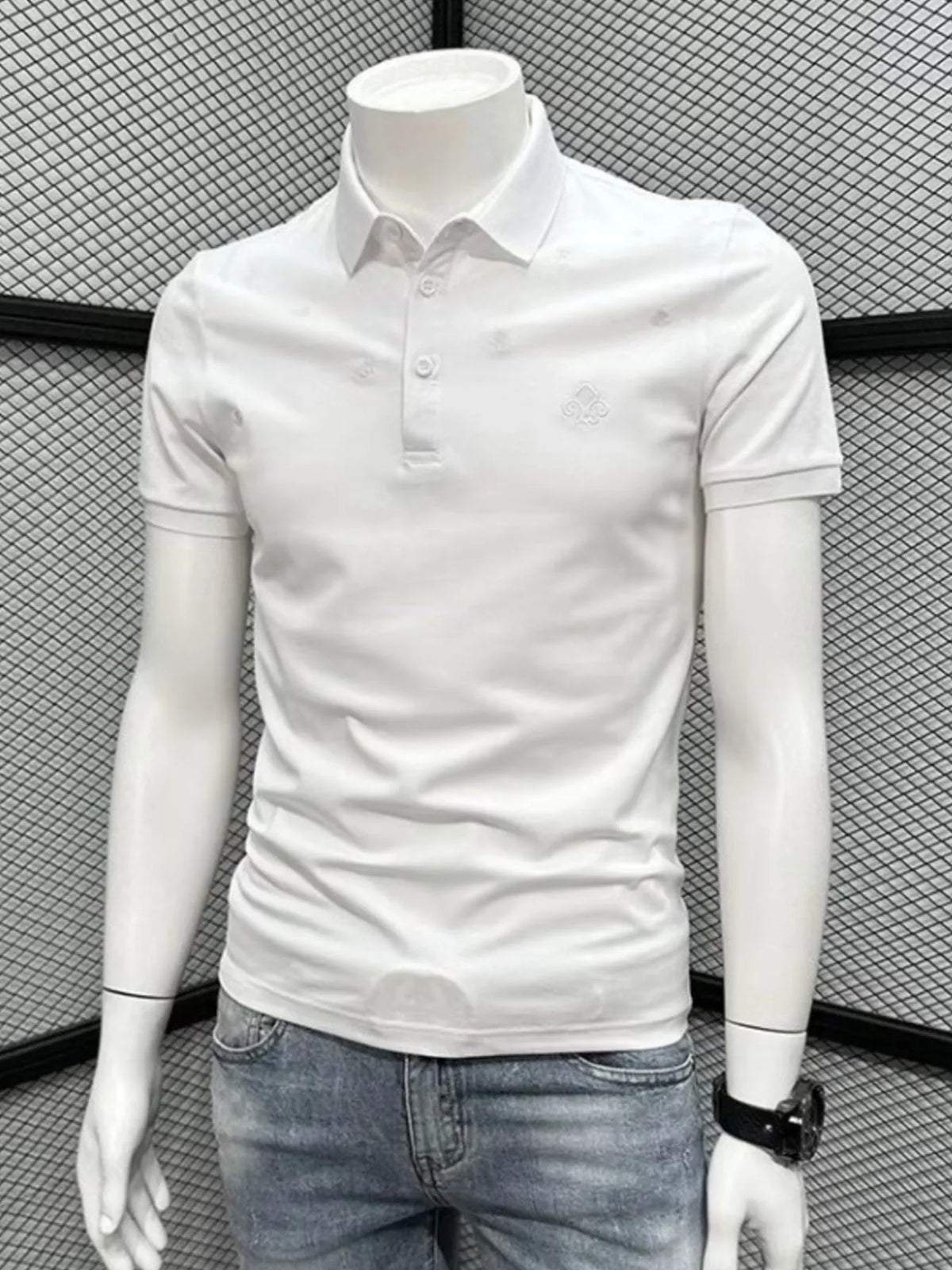 Men's Button Detail Short Sleeve Polo Shirt - Apricot