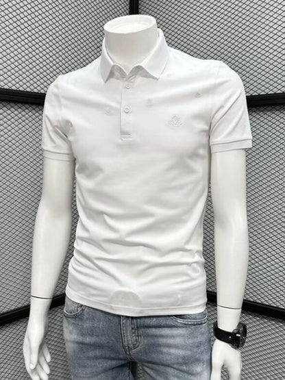 Men's Button Detail Short Sleeve Polo Shirt - Apricot