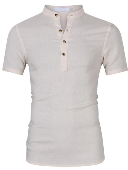 Men's Collar Neck Short Sleeve Polo Shirt - Light Blue