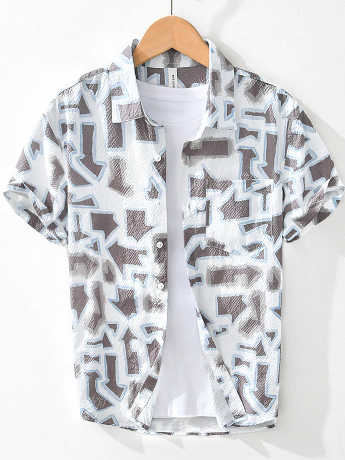 Men's Printed Button-Up Short Sleeve Shirt | DCDesigns