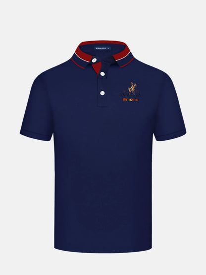 Men's Embroidered Short Sleeve Polo Shirt - Teal
