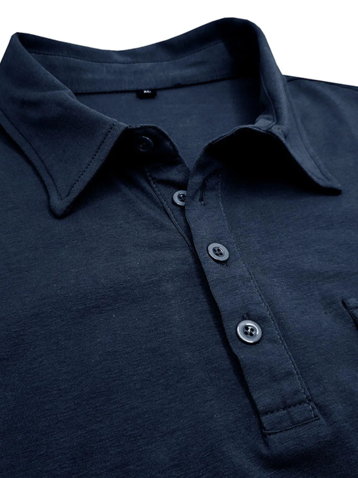 Men's Classic Pocket Polo Shirt with Stand Collar - Navy
