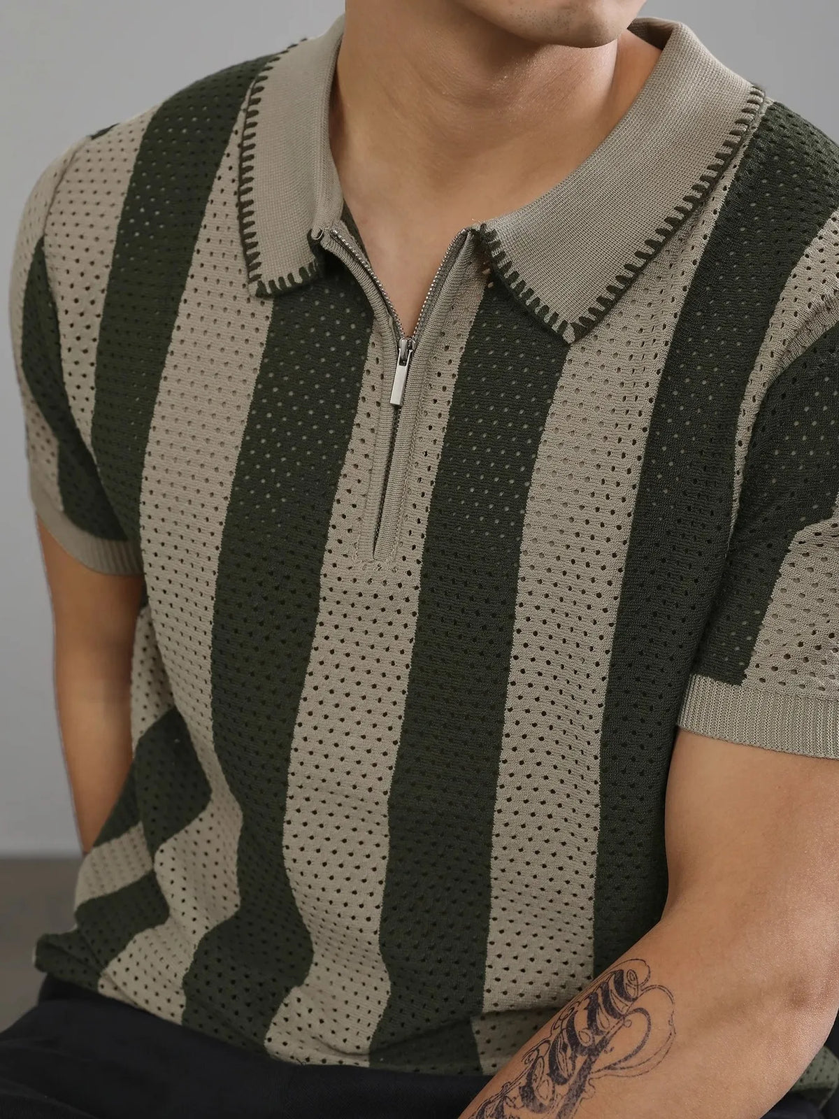 Men's Two-Tone Short Sleeve Polo Shirt - Royal Blue