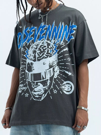 Men's oversized graphic tee with bold front streetwear design