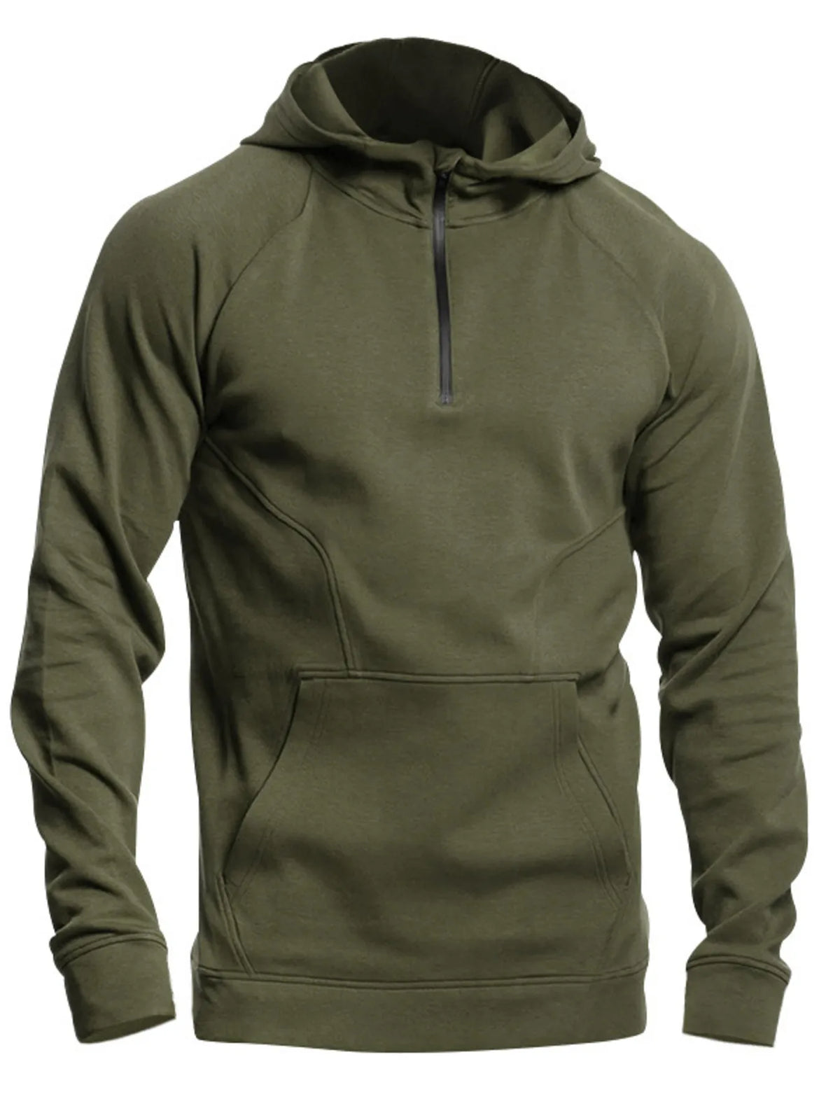 Men's Full Size Quarter Zip Long Sleeve Hoodie Plus Size - DCDesigns mens casual hoodie product view