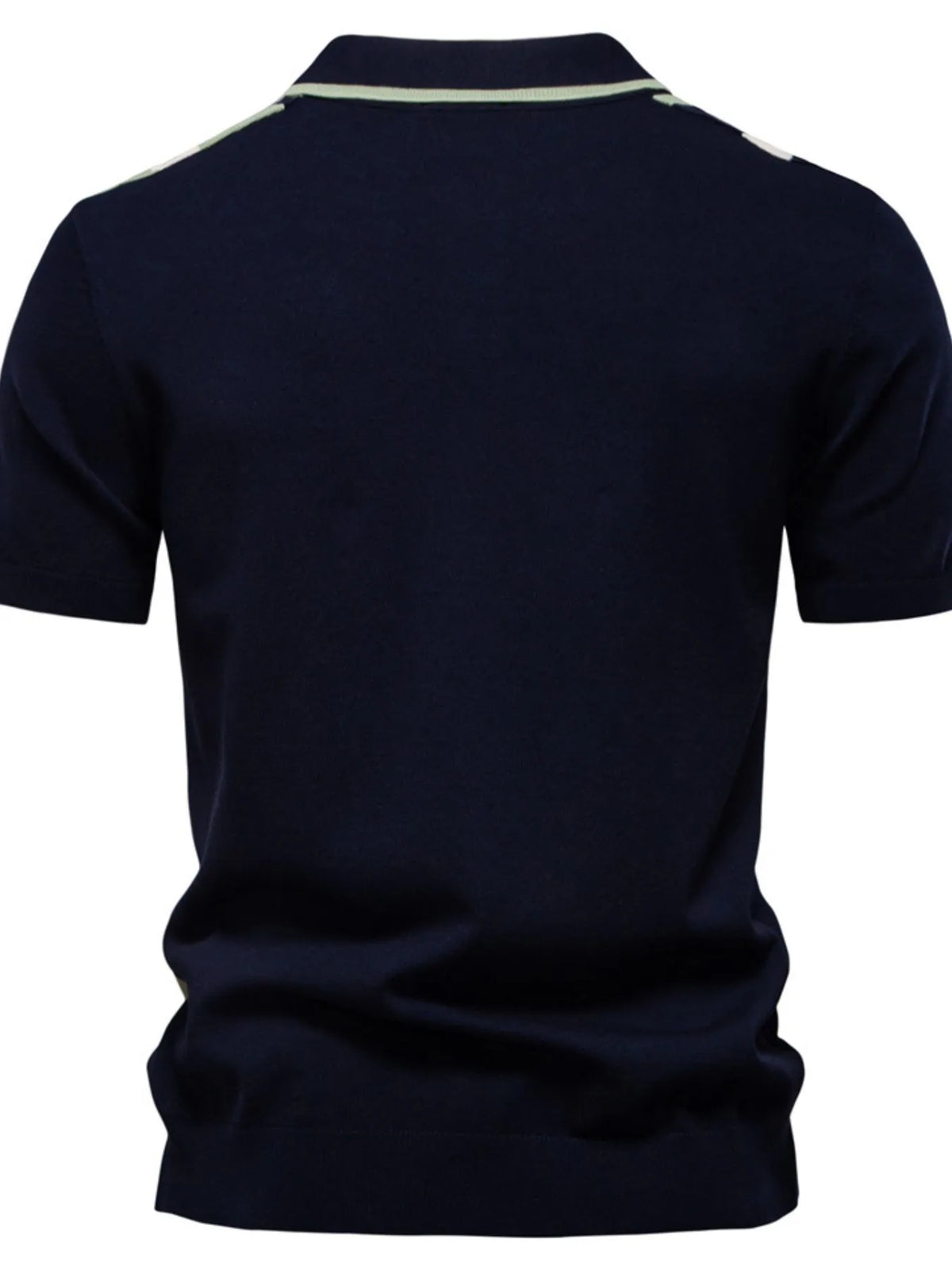 Men's Color Block Striped Knit Polo Shirt - Navy