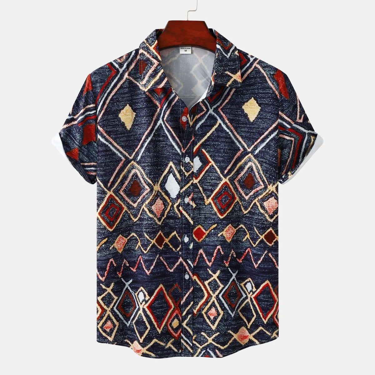 Men's Geometric Pattern Short Sleeve Shirt | DCDesigns
