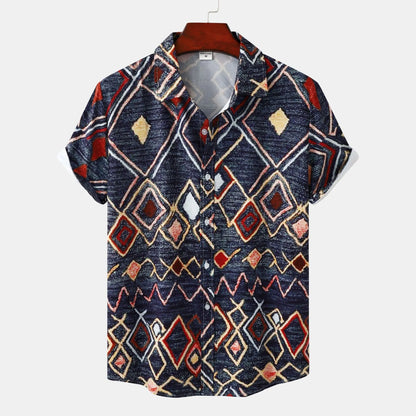 Men's Geometric Pattern Short Sleeve Shirt | DCDesigns