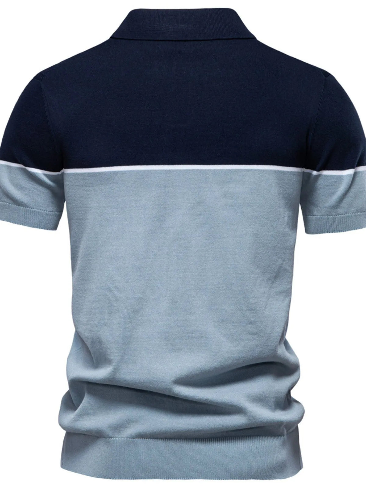 Men's Color Block Short Sleeve Knit Polo Shirt - Navy