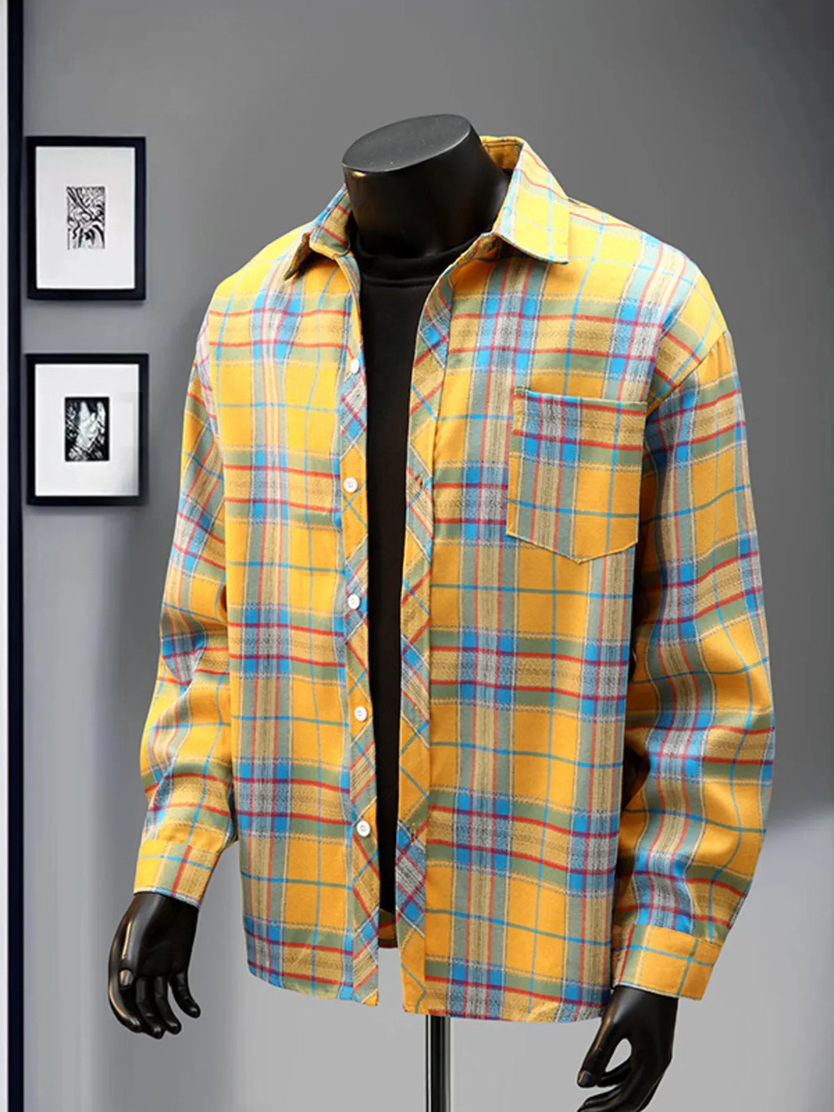 Men's Casual Plaid Long Sleeve Shirt | DCDesigns
