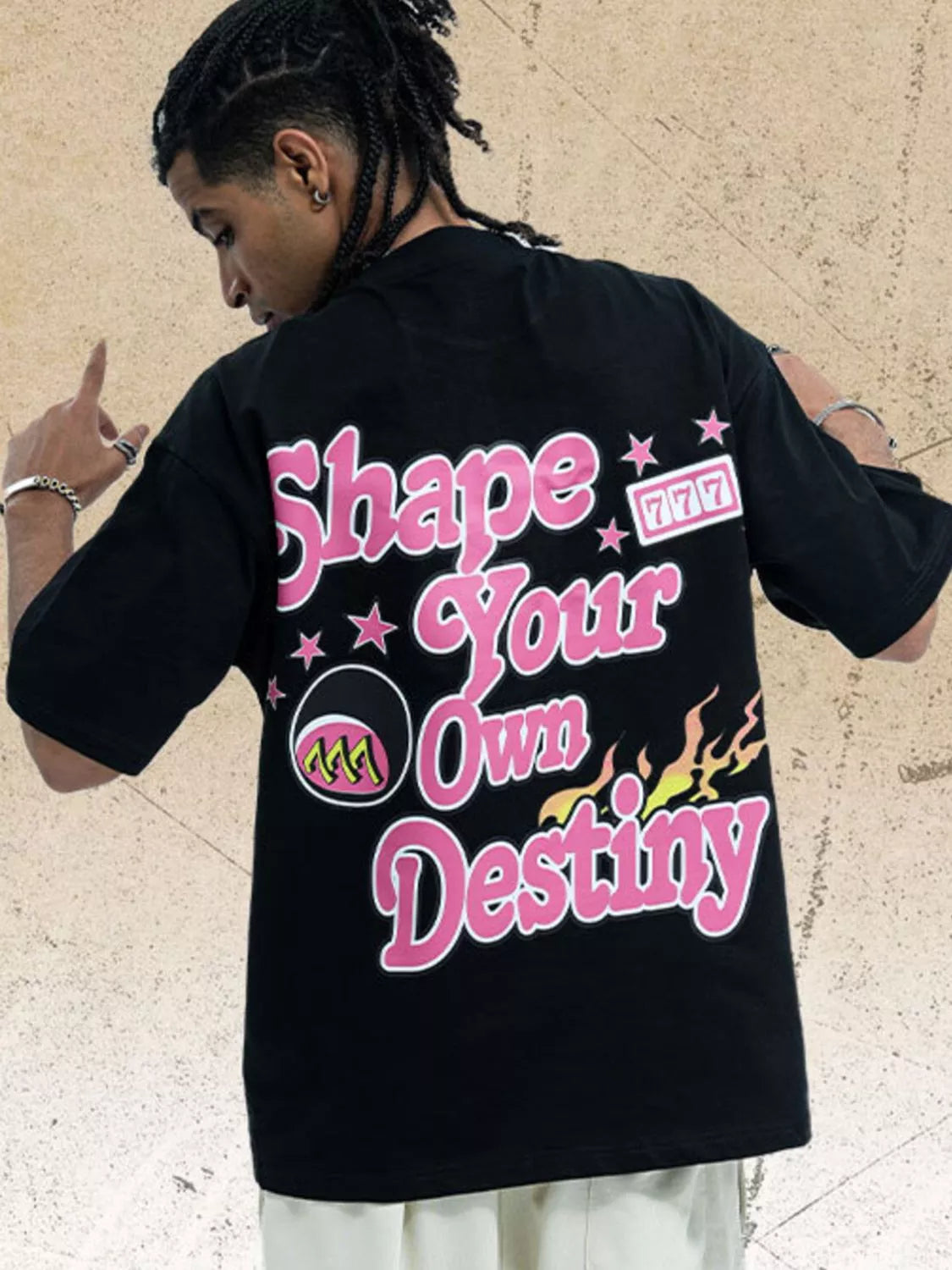 Men's oversized Men's Graphic Round Neck T-Shirt – men's bold Y2K streetwear graphic tee, product image 2