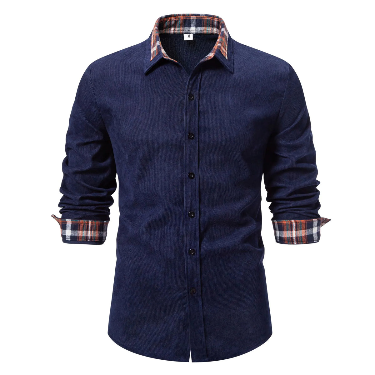 Men's Casual Shirt with Plaid Contrast Details | DCDesigns